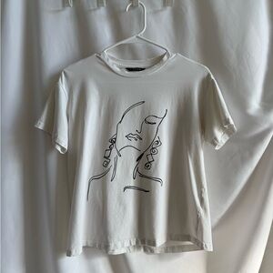 Abstract Face Graphic Tee - White